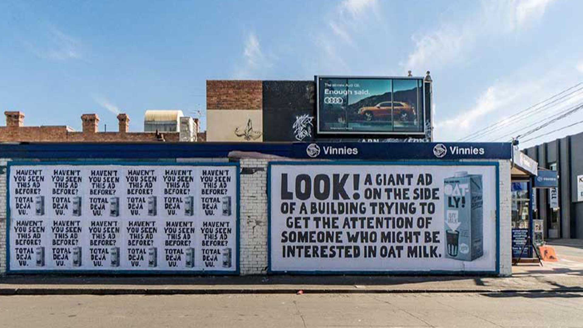 advertising on the side of a building